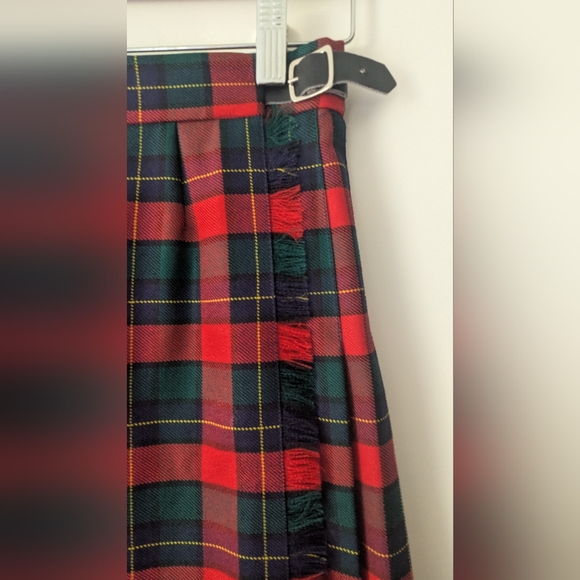 Allen Solly Wool Kilt Size 10 Red Green Tartan Plaid Adjust Waist Women's - Picture 5 of 13